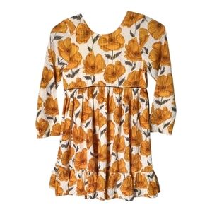 Pink Chicken Coralee Dress Antique White Poppy Floral Metallic Stripe Size 8